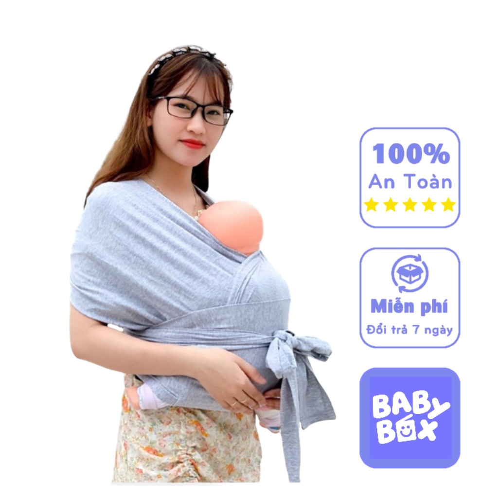 Địu em bé - địu vải Moby cho bé sơ sinh có khóa điều chỉnh size và đai trợ lực phân phối chính hãng BabyBox
