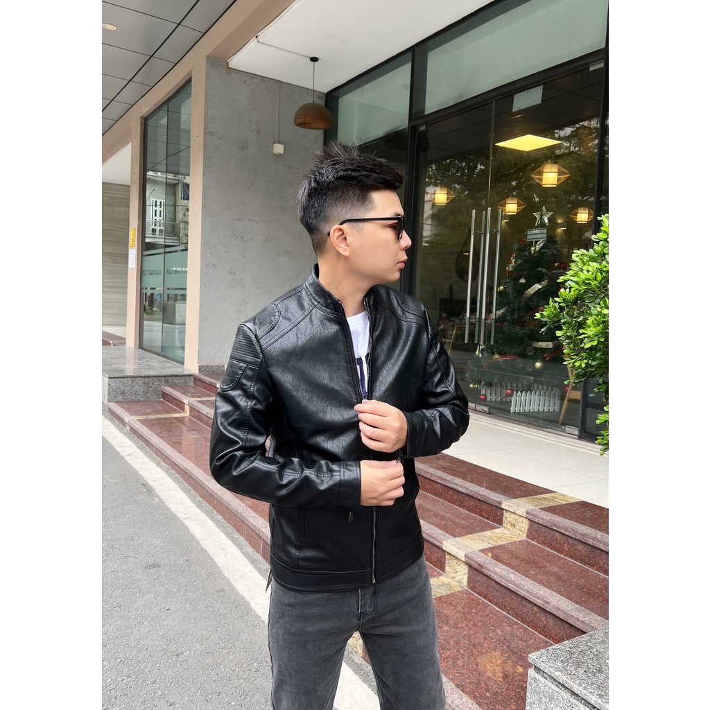 Áo Da Nam Local Brand BULI Áo Da Biker Lót Nhung Cao Cấp 5009