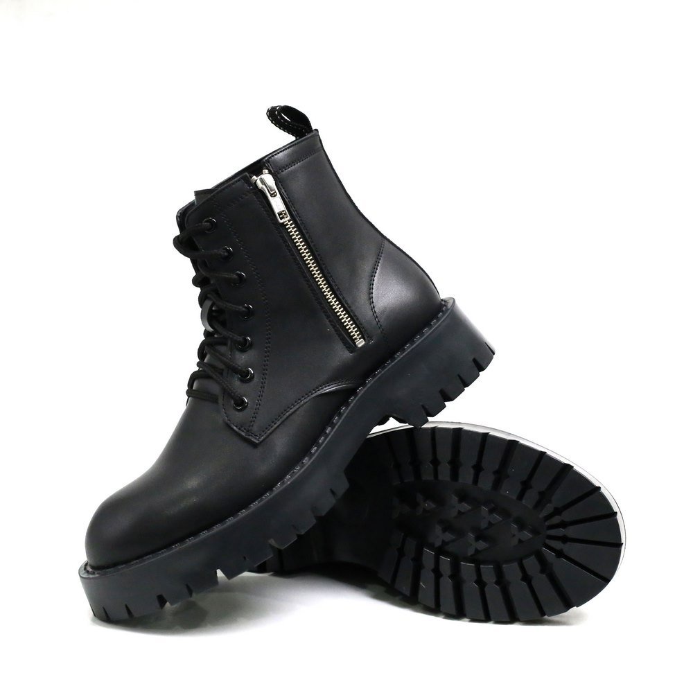 Chunky Combat Boots da thời trang INICHI G1111 da lì chống nhăn, khóa kéo phiên bản đế chunky cao cấp