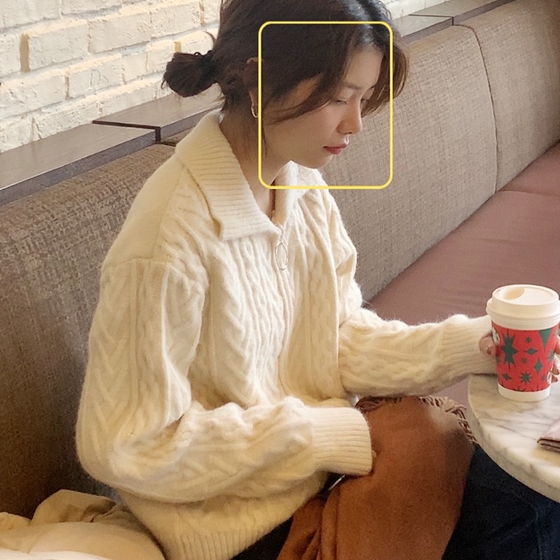 Áo khoác len vặn thừng kéo khoá thời trang thu đông phong cách Hàn Quốc
