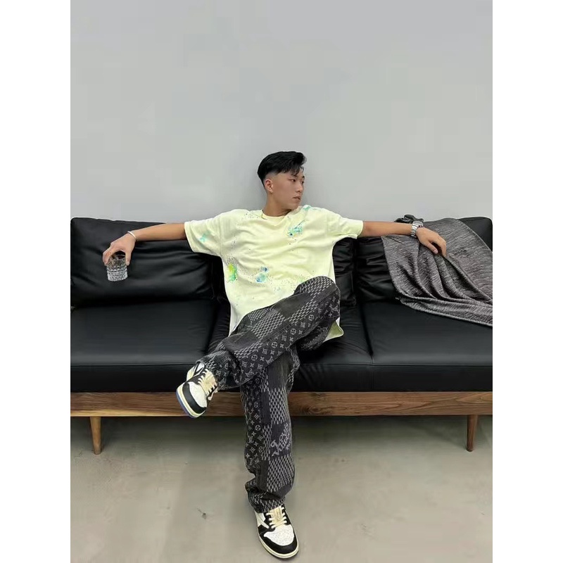 [Hight Quaility] - Quần Jeans Luon Vuituoi x Nigo Giant Damier Waves MNGM Denim Pants, Quần Bò LV cao cấp full túi tag