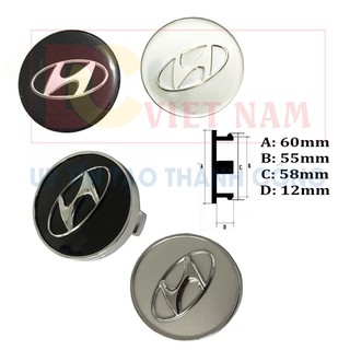 Logo chụp mâm, ốp lazang bánh xe ô tô Hyundai -Đường kính 60MM
