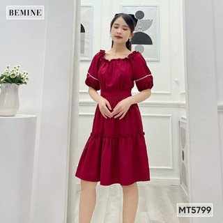 Đầm bèo cổ nhún ngực tay bo chun BEMINE MT5799