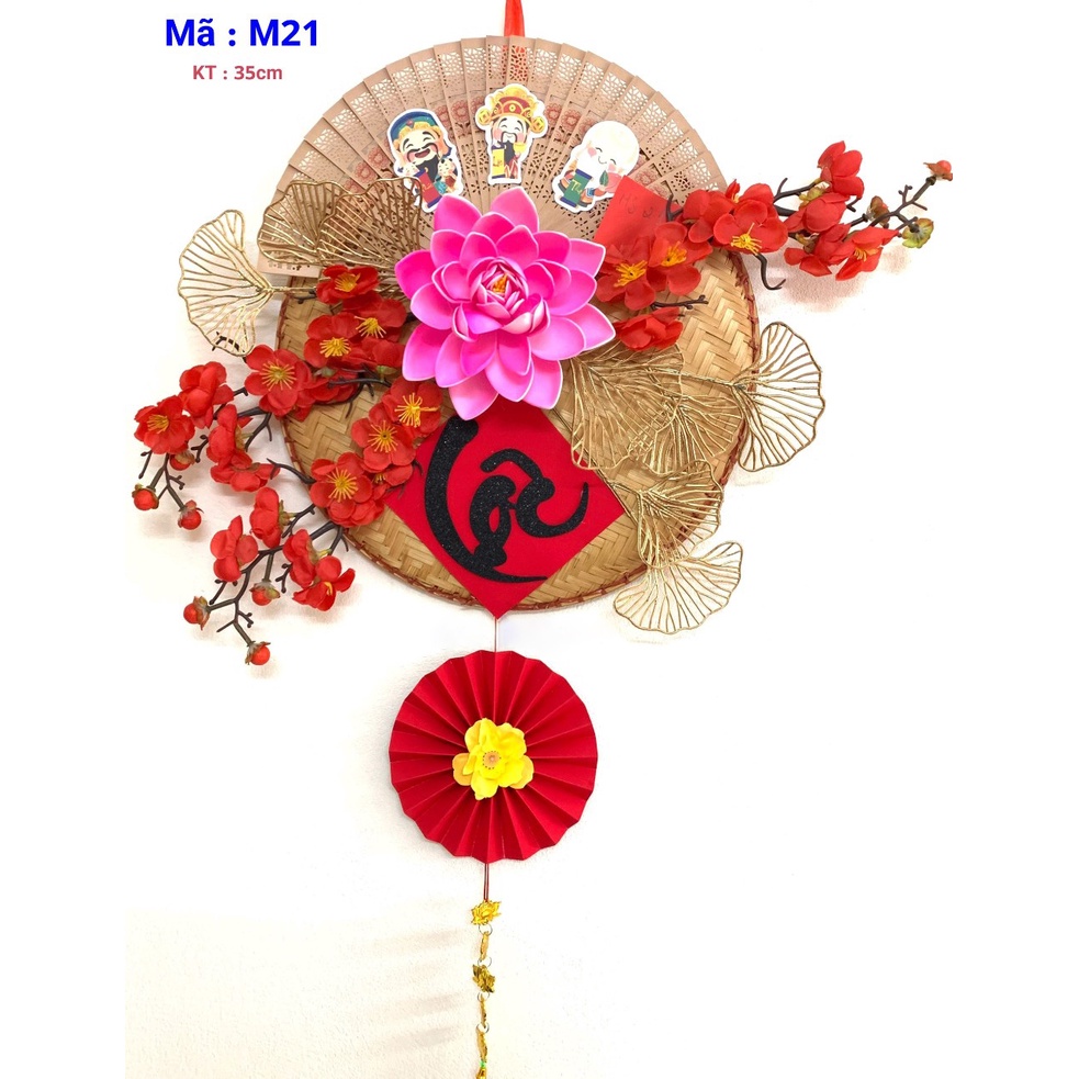 Mẹt trang trí Chữ Tết hoa hồng, hoa mẫu đơn, hoa đào - mẹt thiết kế đón tết 2023