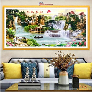 Tranh đính đá, tranh thêu phong cảnh sơn thủy hữu tình LV497 LV300 LV301 LV3309 LV3308 LV3307