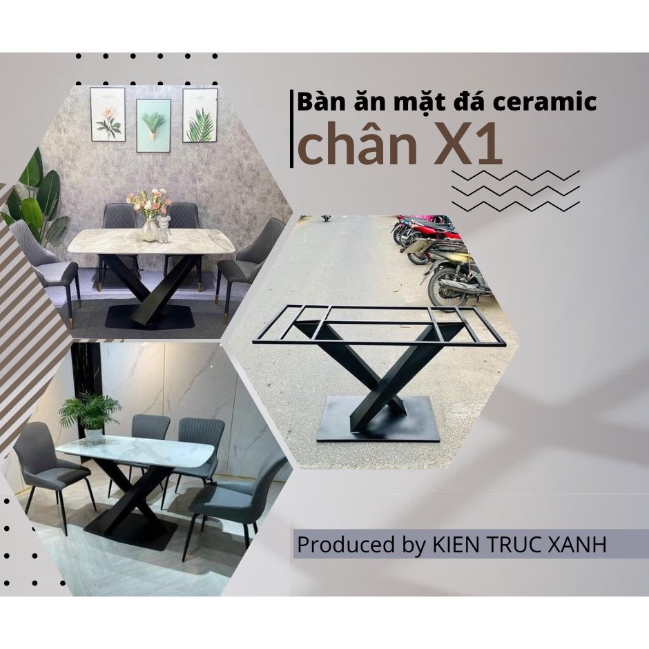 (HCM) Bàn ăn X1 mặt đá 1m4-1m6 CERAMIC nhập khẩu, chân sắt bảng kiểu dáng hiện đai 2023