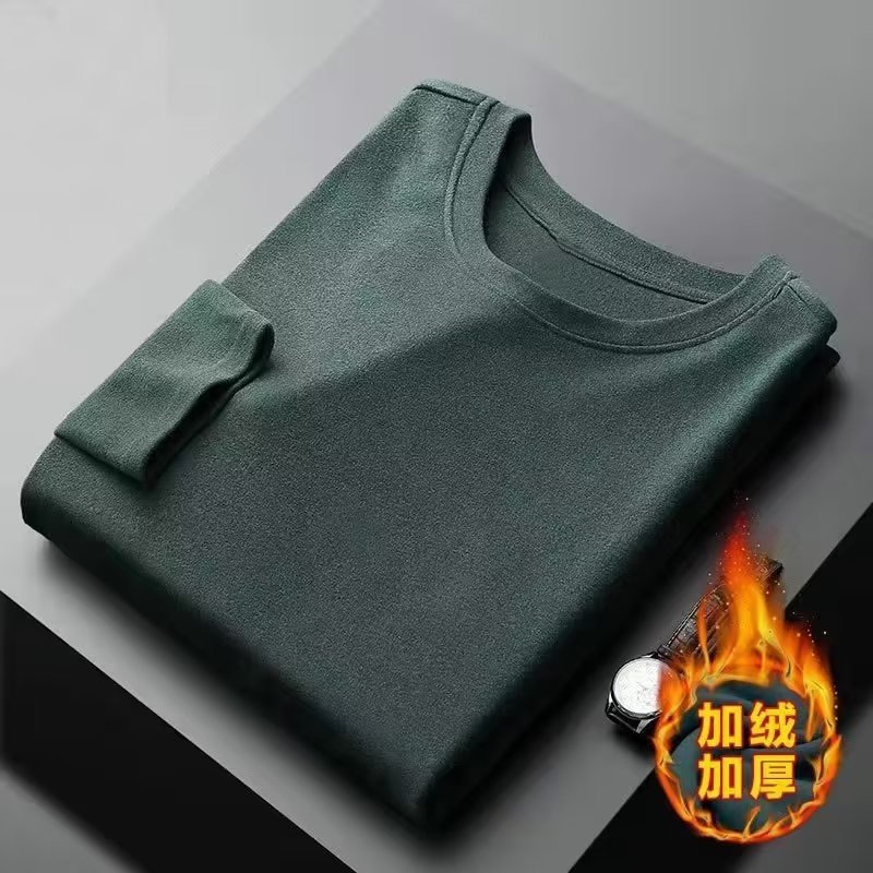 Áo Thun Dài Tay Lót Nhung Dày Giữ Ấm Hai Mặt Size Lớn Thời Trang Thu Đông Mới Cho Nam