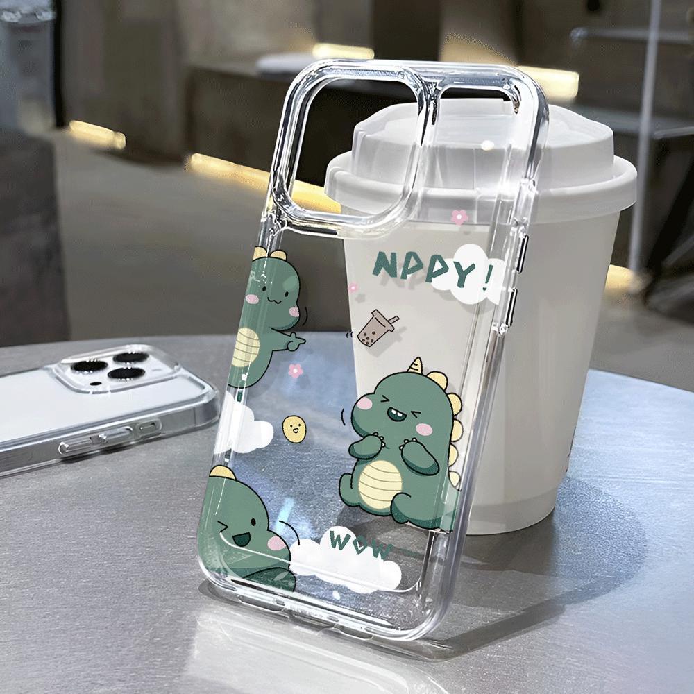 Ốp Điện Thoại Tpu Trong Suốt Hình Khủng Long Màu Xanh Lá Cho iphone 14promax 13 12 11 7Plus 7 8 X XS Max