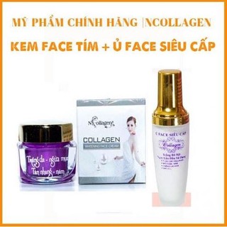 Combo kem face tím, whitening face cream n'collagen, ủ trắng face siêu cấp ncollagen