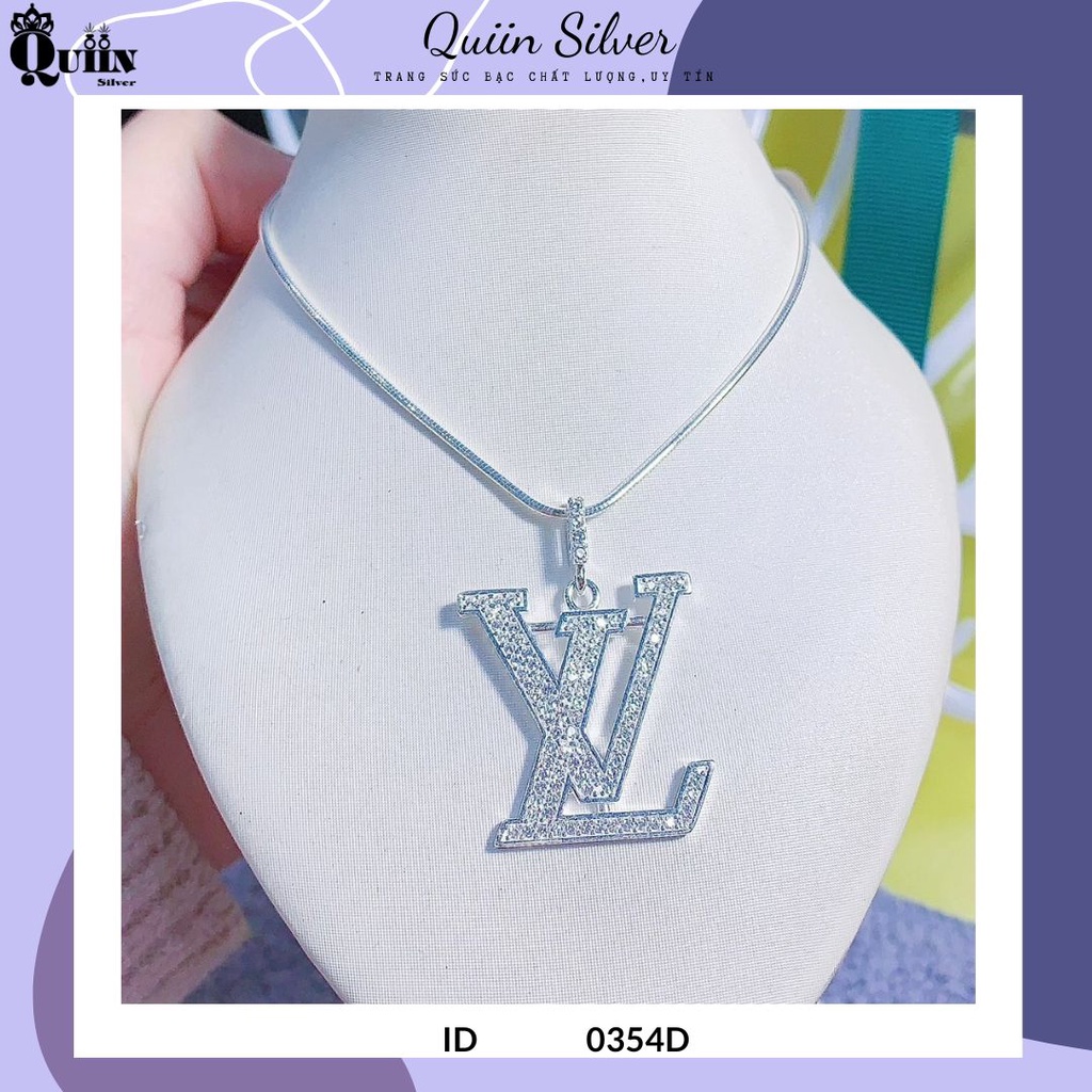 Dây chuyền/Vòng cổ bạc ta, bạc S925 Quiin - Hình chữ L V LV. dành cho nữ 0354D