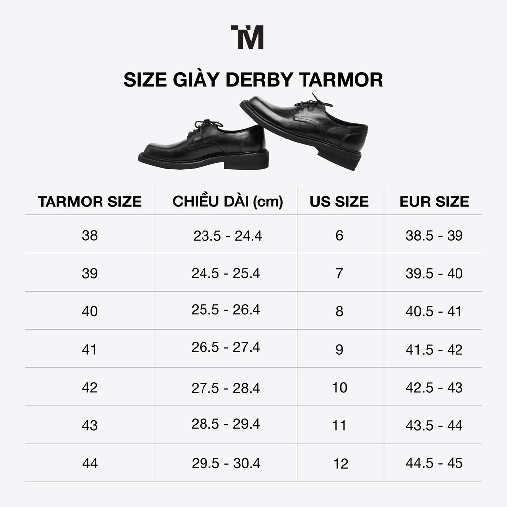 Giày Derby Nam TARMOR Da Thật Đế Chunky Màu Đen Mũi Vuông Chunky Derby Shoes With Square Toes In Black Leather