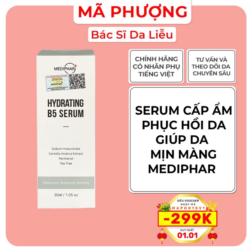 Tinh chất Serum B5 Mediphar dưỡng ẩm, phục hồi, sáng da, cấp nước, chống lão hóa 30ml - Bác sĩ Mã Phượng