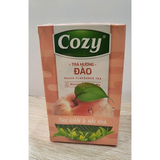 Trà đen hương Đào Cozy túi lọc - hộp giấy 40 gram - 20 túi lọc