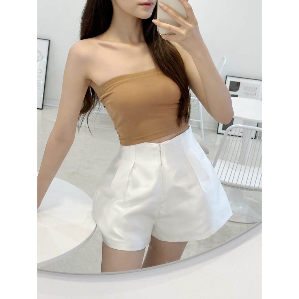 YU CHERRY | Áo ống / quây có mút ngực đệm trong, dáng croptop không xù lông YU's Strapless YA438