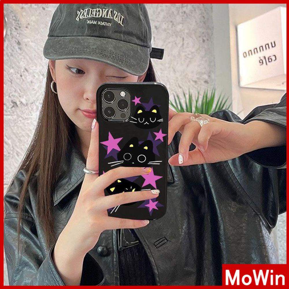 Ốp điện thoại đen in mèo đen và ngôi sao thích hợp cho iPhone 13 Pro max 12 Pro Max 11 xr xs 7Plus 7 8 14 Pro Max