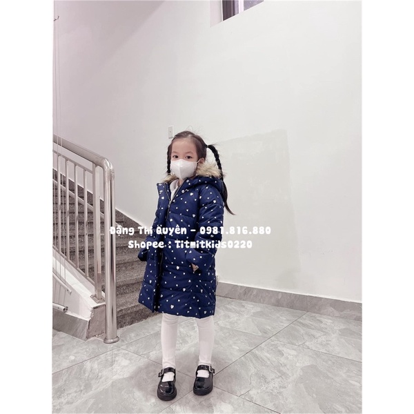 Áo phao khoác lót nỉ bé gái dư xịn 18m-5y