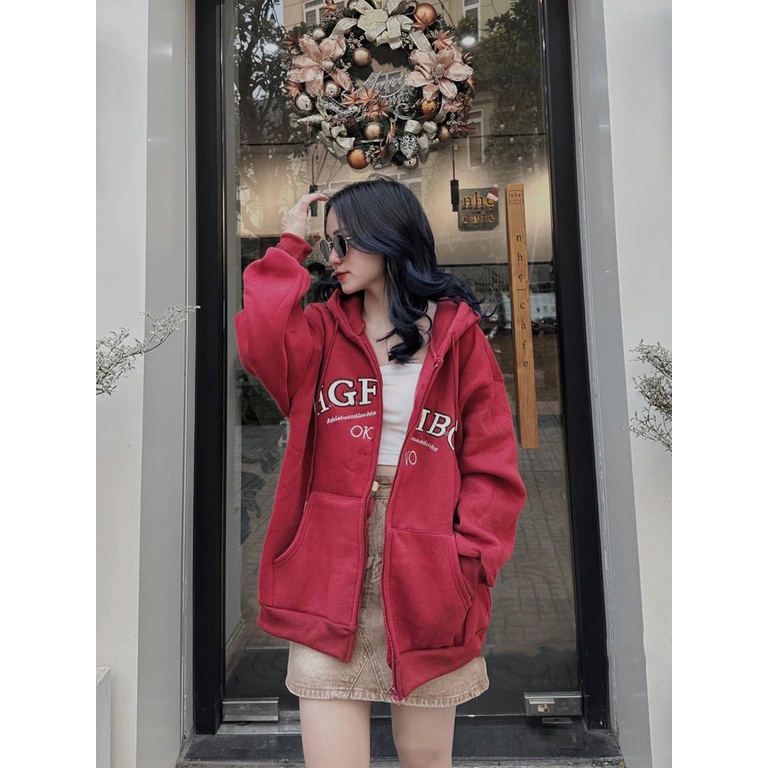 Áo Khoác Hoodie Nỉ Form Rộng In Chữ MBO Nam Nữ Mũ 2 Lớp