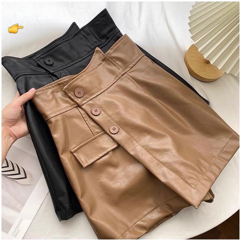 Chân váy da vạc chéo đen nâu, QUẦN VÁY DA MÀU ĐEN NÂU HOT HIT HIỆN ĐẠI THỜI TRANG quần da 3 khuy 💕💕💕UN98888