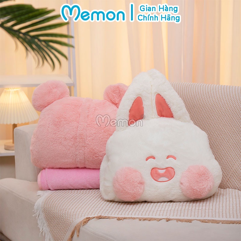 Gối Chăn Mền Văn Phòng Hình Thú Má Bự Có Đút Tay Đáng Yêu Cao Cấp Memon
