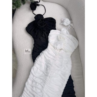 Váy lưới đính hoa cổ dây QCL1