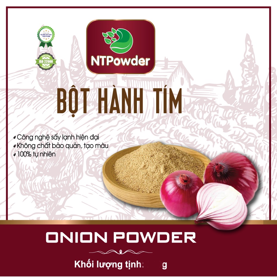 Bột Hành Tím sấy lạnh nguyên chất NTPowder 200g / 100g - Nhất Tín Food