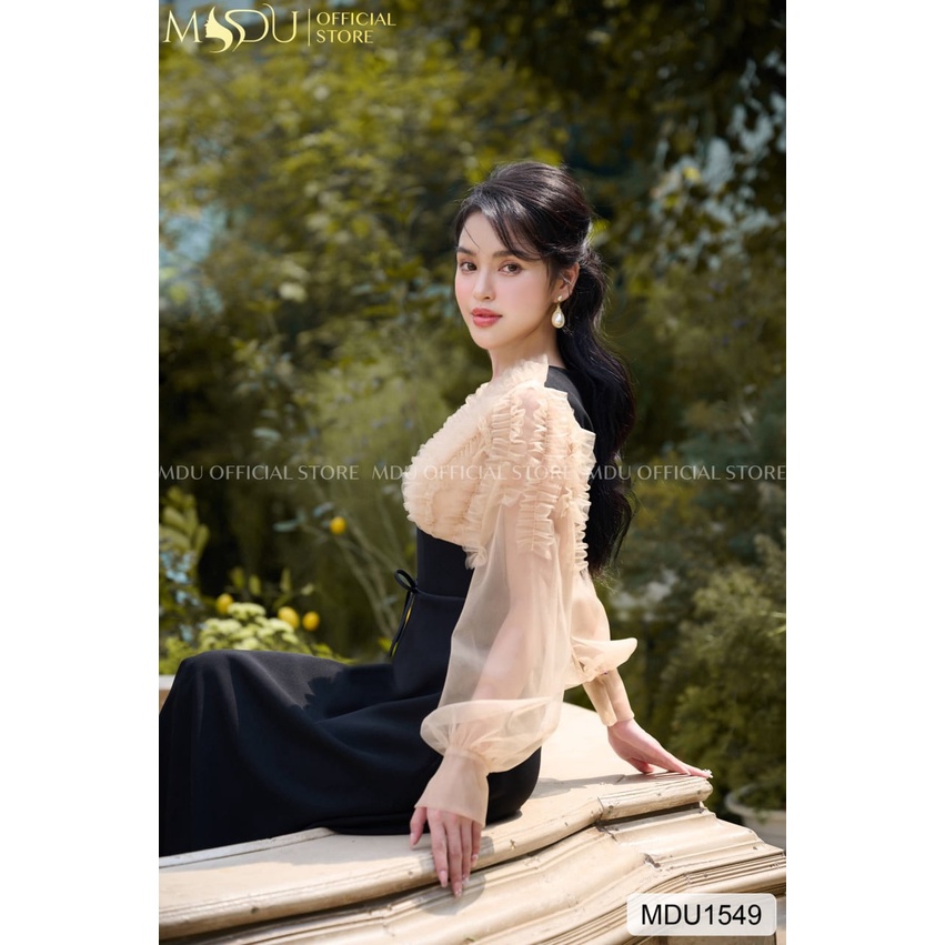 Đầm chất tơ phối Hàn cao cấp thiết kế 2 lớp mã MDU1549- MDU COLLECTION