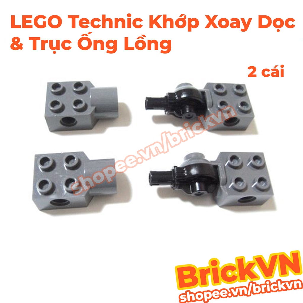 LEGO Khớp Nối Xoay Dọc và Trục Ống Lồng Technic, Xám Đậm - Đen