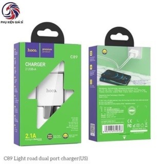 Củ sạc hoco c89 có 2 cổng usb-sạc nhanh 2.1a max