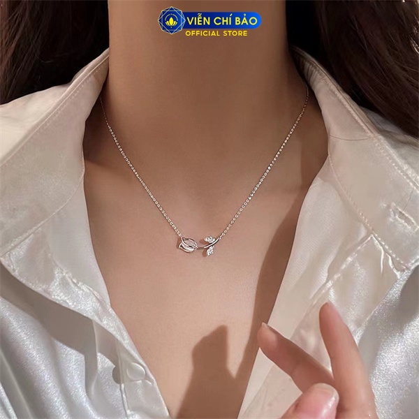 Dây chuyền bạc nữ hoa hồng NEW chất liệu bạc 925 thời trang phụ kiện trang sức Viễn Chí Bảo D000119