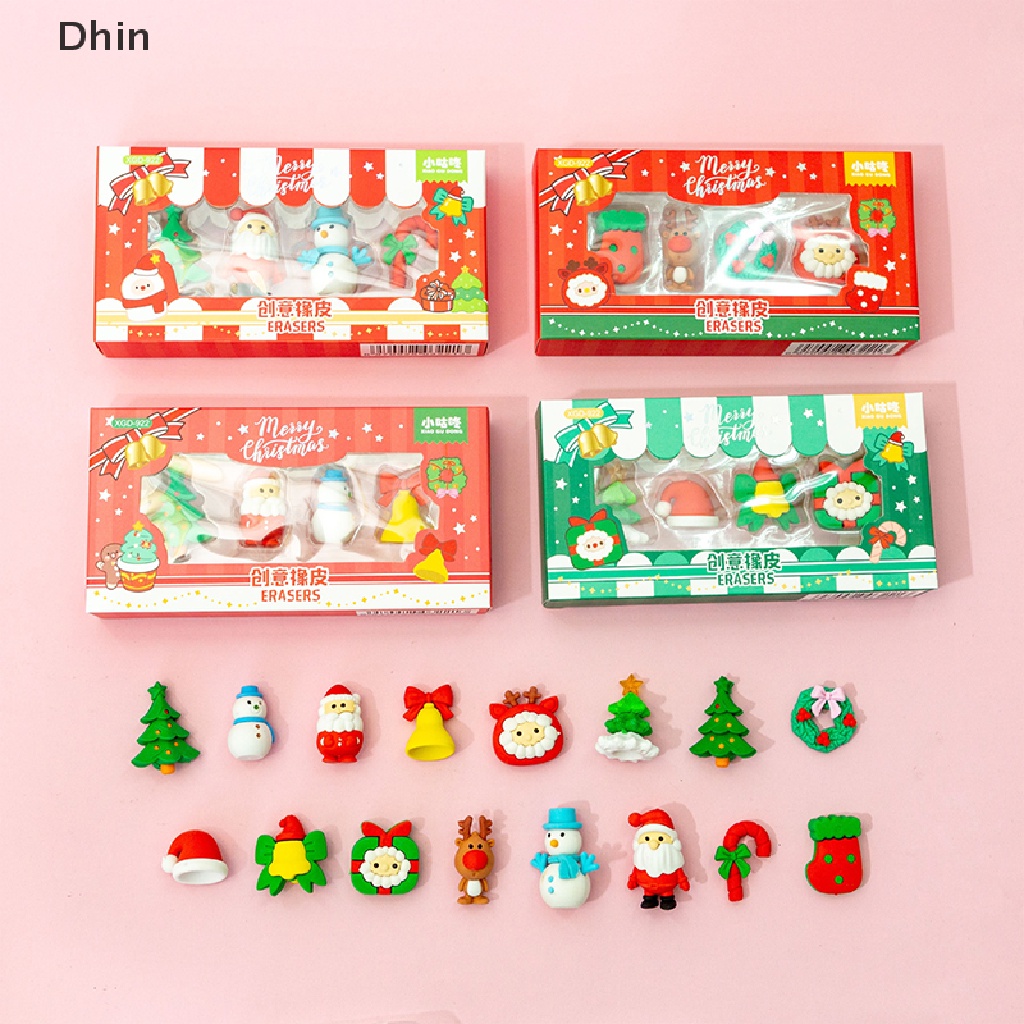 1 Bộ Gôm Tẩy Mini Hình Người Tuyết Dễ Thương Dùng Làm Quà Tặng Giáng Sinh