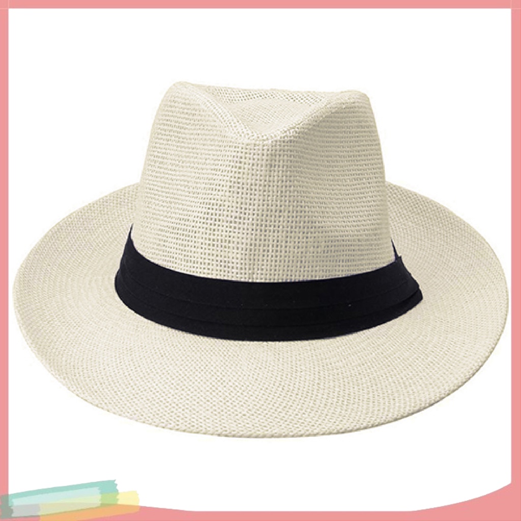 Mũ rộng vành màu trơn chất liệu rơm thời trang cho nam và nữ