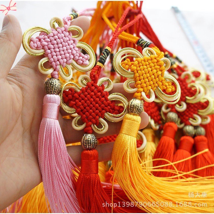 Mặt Dây Chuyền Tua Rua Thắt Nút Cỡ Nhỏ Phong Cách Trung Hoa Trang Trí Lễ Hội ruiyan