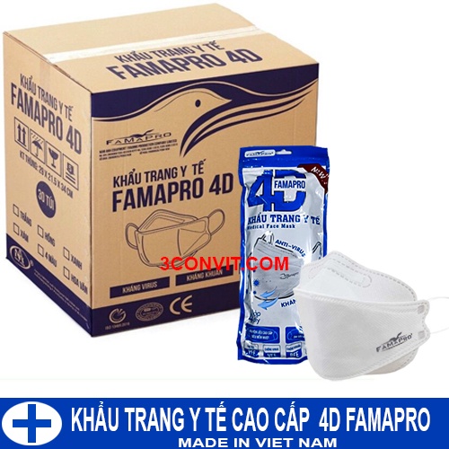 [4D MASK (KF94)-THÙNG 300 Cái Khẩu trang y tế kháng khuẩn  4D 10 cái 1 túi zip