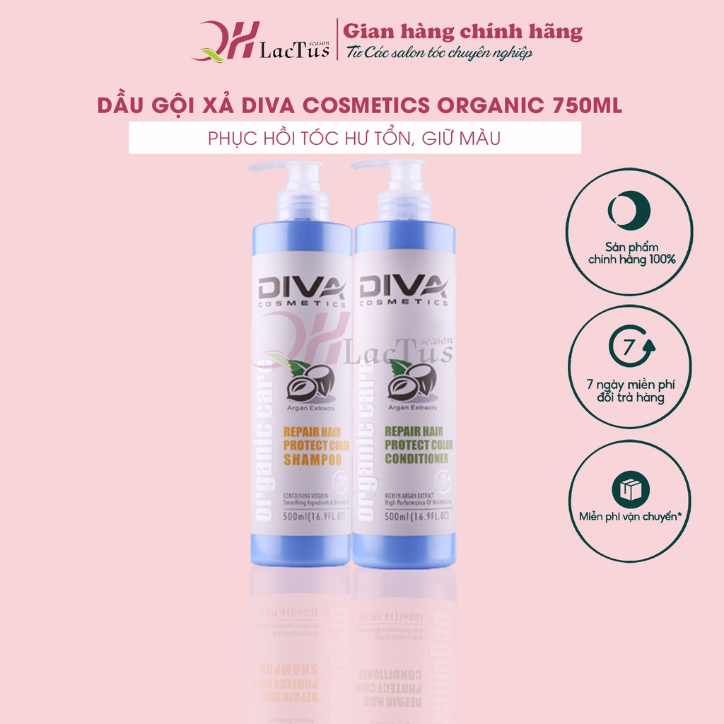 Dầu gội Diva cosmetics QH lactus season giữ màu, phục hồi tóc khô xơ do uốn nhuộm ép 750ml