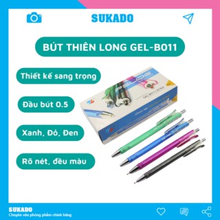 Bút bi gel Thiên Long xanh B011 [Hộp 20 cây], đầu bút 0.5mm cho nét chữ đẹp SUKADO