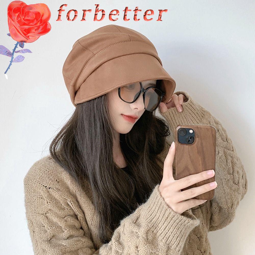 Mũ Nồi Da Lộn Màu Khaki Phong Cách Anh Quốc Đơn Giản Thời Trang Thu Đông Cho Nữ