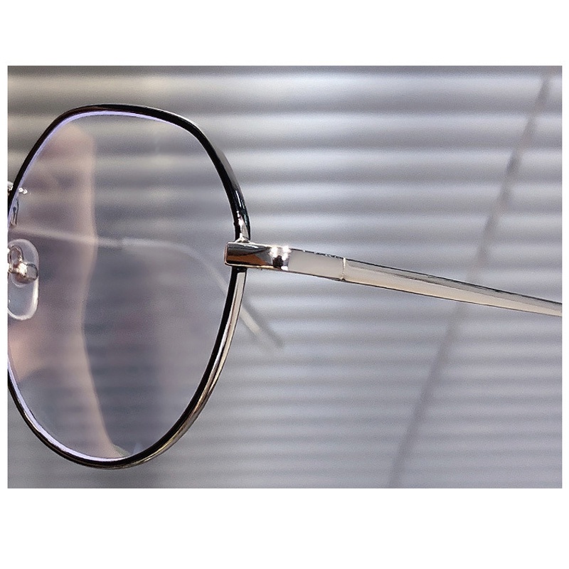 Kính Mát Gọng Kim Loại Hình Oval Chống Bức Xạ Ánh Sáng Xanh Thời Trang Cho Nữ