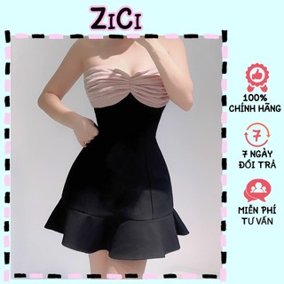 Đầm cúp ngực đuôi cá dáng ngắn Váy nữ phối nơ ngực đi tiệc đi chơi ZiCi NOCN001