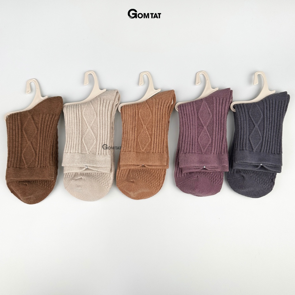 [Set 5 đôi] tất nữ cổ lửng họa tiết gân chìm, vớ nữ cổ trung chất liệu cotton cao cấp, êm mềm thoáng khí - LISU27-LUNGNU