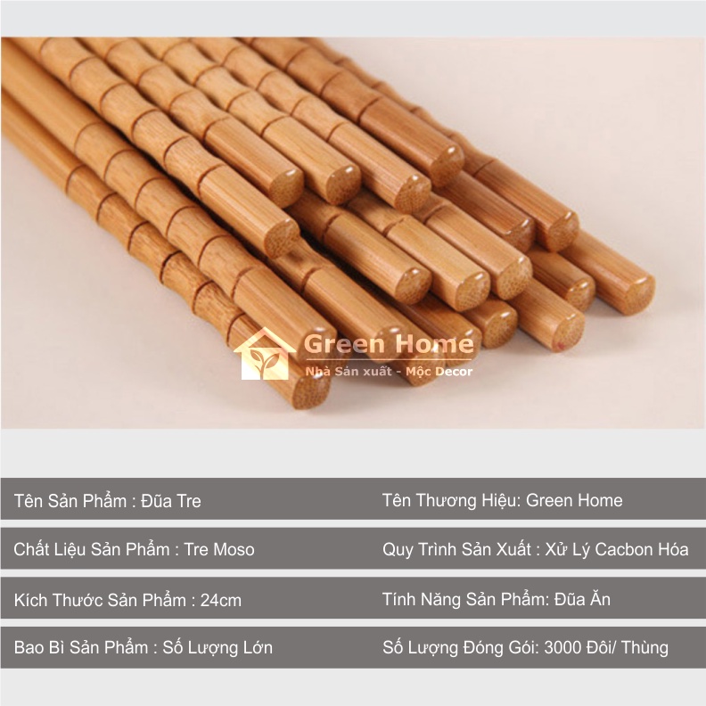 Đũa Tre Khắc Đầu 100% từ Tre tự nhiên không sử dụng hóa chất, an toàn sử dụng