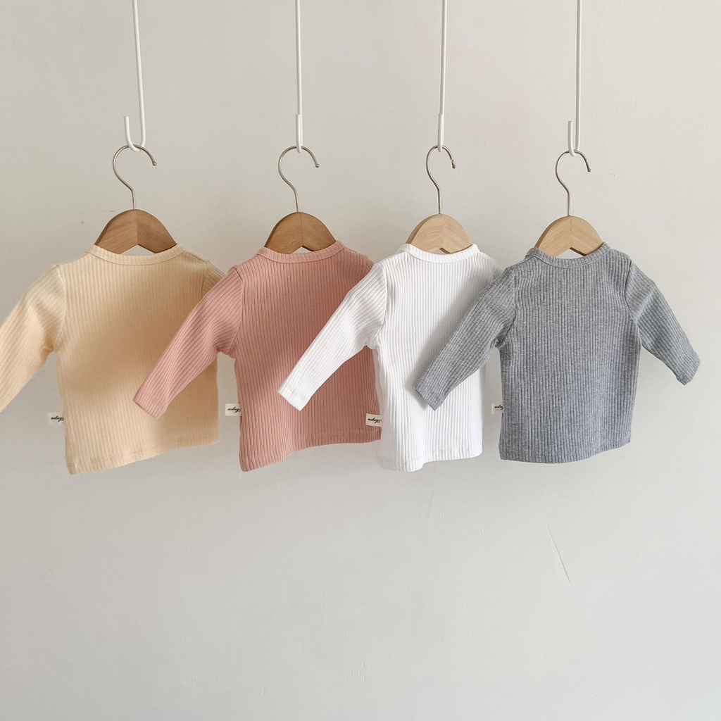 Áo Thun Tay Dài Cổ Tròn Bằng Cotton Cho Bé 0-2 Tuổi