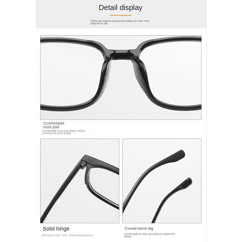 Kính Mát Gọng Vuông Màu Đen Chống Ánh Sáng Xanh Thời Trang Cho Nam COD