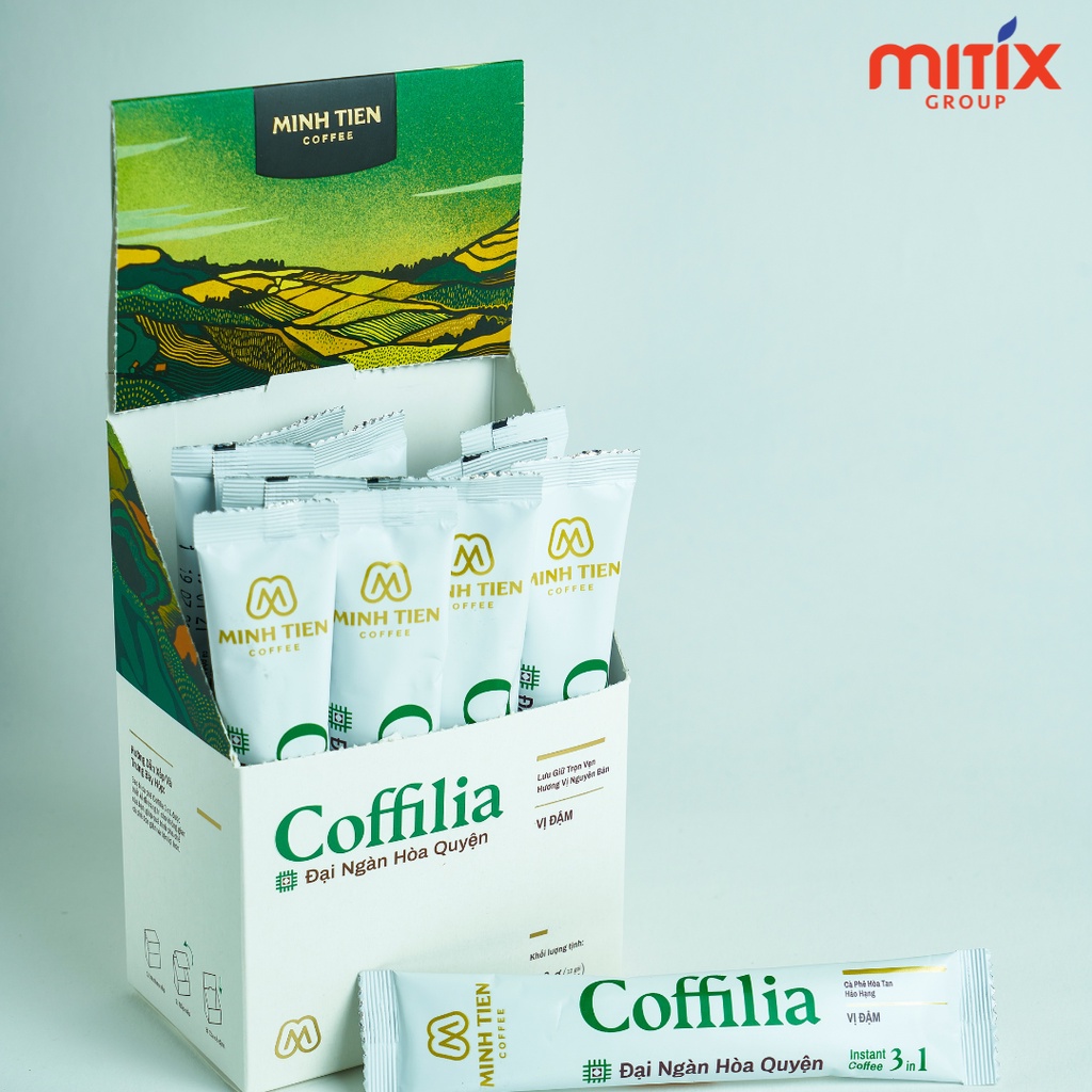 Cà phê hòa tan 3in1 Mitix Đậm Đà Hộp 216g (12 gói), công nghệ sấy lạnh hiện đại