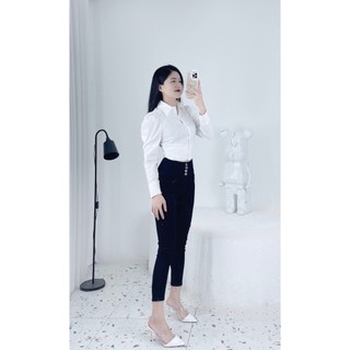 Áo sơ mi trắng dáng croptop siêu hot