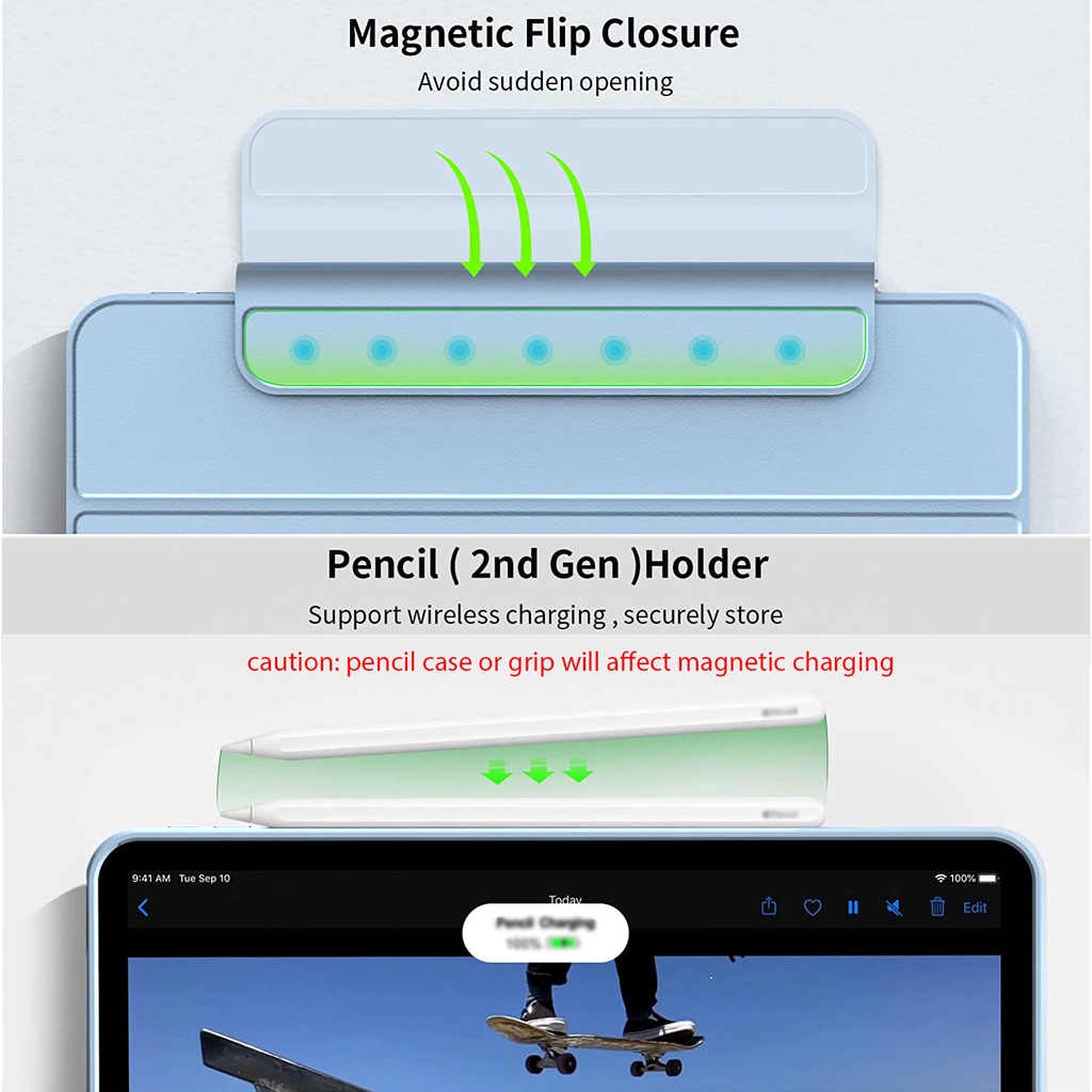 Bao Da Máy Tính Bảng Từ Tính Có Thể Tháo Rời Cho iPad Pro 11 Pro 12 inch Air 5th 4th 10.2 inch Mini 6