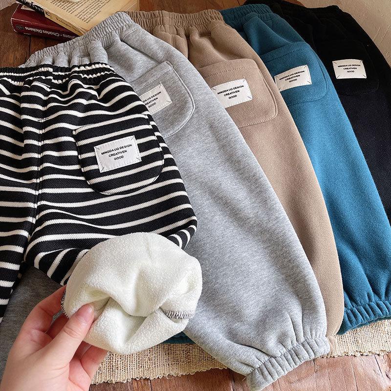 Quần Dài Hai Lớp Dày Dặn Dáng Rộng Thời Trang Thu Đông Cho Bé Trai Và Gái