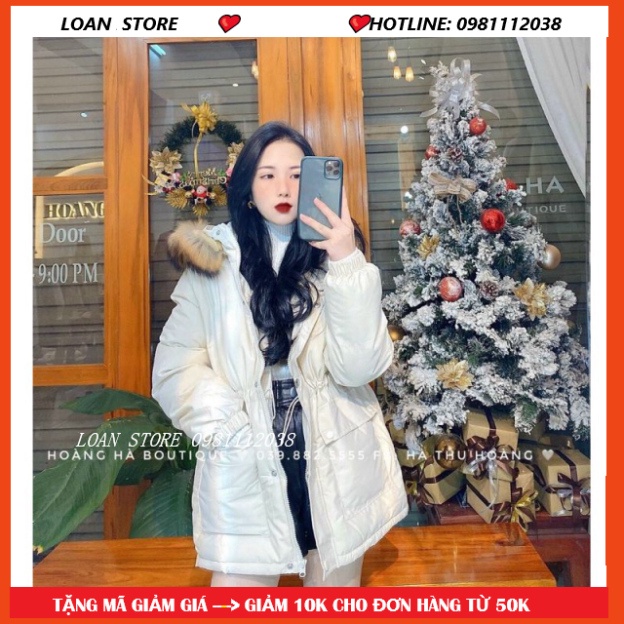 ÁO PHAO NỮ DÁNG SUÔNG RỘNG_ÁO KHOÁC PHAO RÚT EO DÁNG DÀI