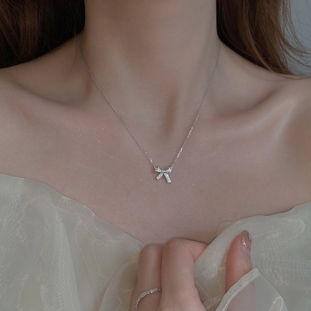 Dây chuyền bạc nữ CDE Bow Necklace Silver CDE601902 - Bạc cao cấp