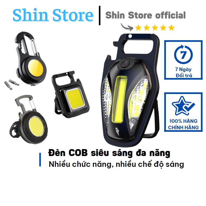 Đèn Led COB siêu sáng khẩn cấp mini đa năng Sạc Type C, móc khóa di động nam châm -SHINSTORE