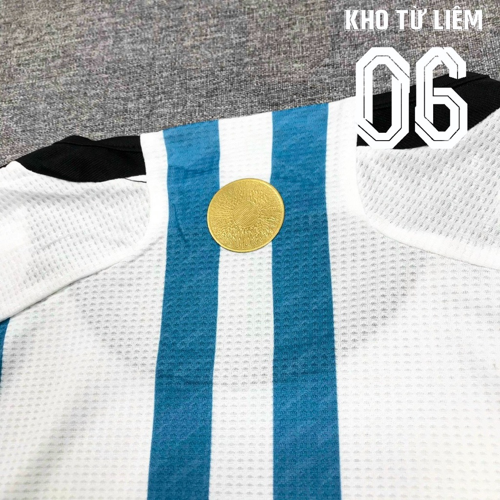 Đồ đá banh - bộ quần áo đá bóng nam đội tuyển Argentina màu trắng sọc xanh chất vải fex thái cao cấp